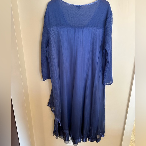 Komarov Lace Trim Charmeuse & Chiffon Tiered Dress - Picture 5 of 12